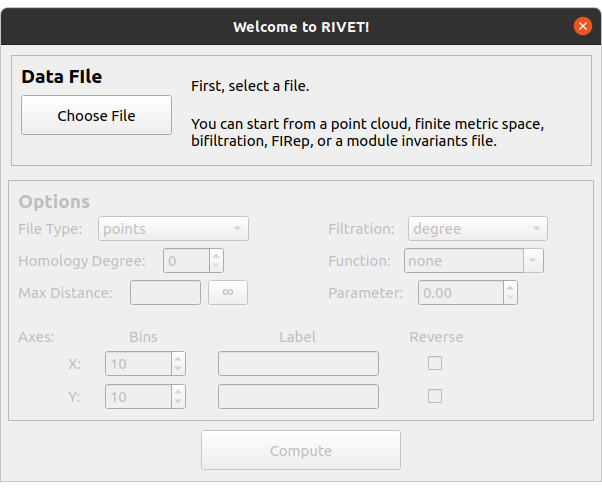 The file input dialog box of rivet_GUI